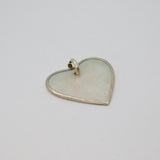Sterling Silver Mother Of Pearl Flat Heart Charm Pendant Contemporary c1990s