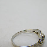 Sterling Silver & Aquamarine Set Floral Dress Ring Vintage c1990s