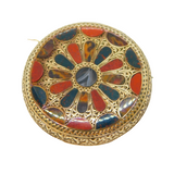 19th Century Scottish 9ct Gold, Agate & Bloodstone Circular Brooch Antique