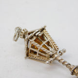 Sterling Silver Glass Set Lamp Post Charm Pendant Vintage c1970s