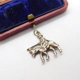 Sterling Silver Man on a Horse Charm Pendant Vintage c1970