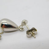 Pair of 9ct White Gold Pear Form Drop Stud Earrings Vintage c1990s