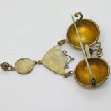 20th Century Norwegian Sterling Silver Gilt & Enamel Drop Brooch Antique