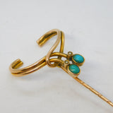 Murrle Bennett Edwardian 9ct Gold & Turquoise Set Stick Pin Antique c1910s