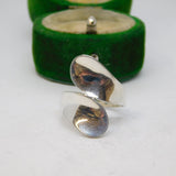 Sterling Silver Wrap Crossover Band Ring Vintage c1970 Size K