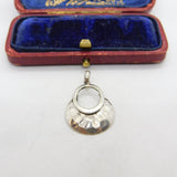 Sterling Silver Planished Drop Charm Pendant Vintage c1970