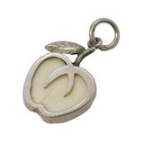 Sterling Silver Enamel Apple Charm Pendant Vintage c1970