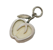 Sterling Silver Enamel Apple Charm Pendant Vintage c1970