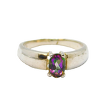 Sterling Silver Oval Mystic Sapphire Graduating Ring Modern c1990 Size H 1/2