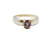Sterling Silver Oval Mystic Sapphire Graduating Ring Modern c1990 Size H 1/2