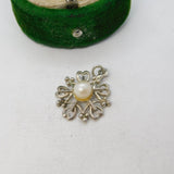 Sterling Silver Heart Shaped Pearl Drop Charm Pendant Vintage c1970