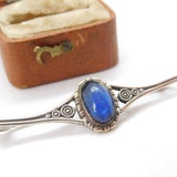 TLM Sterling Silver Morpho Butterfly Wing Bar Brooch c1920 Antique Art Deco