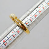 Sterling Silver Gilt Faux Pearl & Paste Set Dress Ring Vintage c1970 Size Q