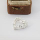 Sterling Silver Paste Set Heart Drop Charm Pendant Vintage c1970