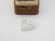 Sterling Silver Paste Set Heart Drop Charm Pendant Vintage c1970
