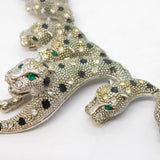 Large Costume Jewellery Silver Plated Leaping Panther Necklace Vintage