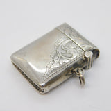 Art Deco Sterling Silver Floral Pattern Vesta Case Antique 1912 Birmingham