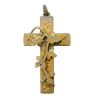 Victorian Sterling Silver Gilt Floral Cross Charm Pendant Antique 1896