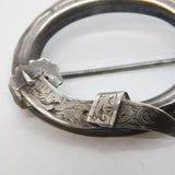 Victorian Sterling Silver Buckle Form Sweetheart Brooch Antique c1880s