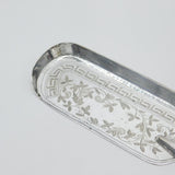 Edwardian Resin Handled Silver Plated Crumb Tray Floral & Maze Pattern Antique