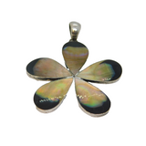 Sterling Silver Large Natural Shell Flower Charm Pendant Vintage c1970