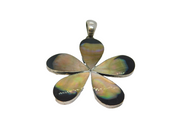 Sterling Silver Large Natural Shell Flower Charm Pendant Vintage c1970
