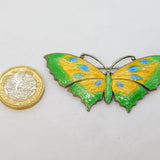 Sterling Silver & Colourful Enamel Butterfly Brooch Pin Antique c1940 Art Deco