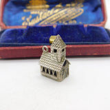 Sterling Silver Little Wooden Style Church Charm Pendant Vintage c1970