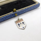 Sterling Silver & Enamel Bedford Crest Shield Charm Pendant Vintage c1970