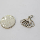 Sterling Silver Ladies Fan Charm Pendant Vintage c1970