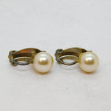 Pair of Sterling Silver Cream Pearl Art Deco Clip On Earrings  Antique c1930