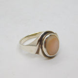 Sterling Silver Natural Shell Swirl Front Dress Ring Vintage c1970 Size M 1/2