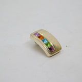 Sterling Silver Multi-Colour Gemstone Brushed Finish Small Pendant Vintage c1990