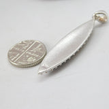 Sterling Silver Mother of Pearl Feather Drop Charm Pendant Vintage c1970