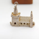 Sterling Silver Church on Wedding Day Charm Pendant Vintage c1970