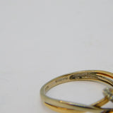 9ct Two-Tone Gold & Diamond Set Crossover Dress Ring Vintage London