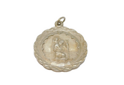 Sterling Silver Scalloped Edge St Christopher Travel Charm Pendant Vintage c1970