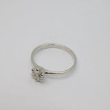 Sterling Silver White Sapphire Solitaire Dress Ring Vintage c1970 Size R 1/2