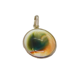 Sterling Silver Natural White Conch Shell Oval Drop Pendant Modern c1990s
