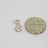Sterling Silver CZ Set Delicate Drop Charm Pendant Vintage c1990