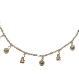 Sterling Silver 6 Bells & 4 Teddybears Charm Bracelet Vintage c1950