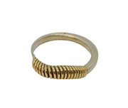 9ct Gold & Sterling Silver Studio Band Ring Vintage 1992 Sheffield Size M 1/2