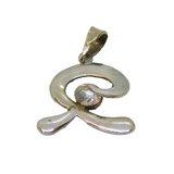 Sterling Silver Modernist Paste Set Swirl Design Charm Pendant Vintage c1970