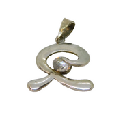 Sterling Silver Modernist Paste Set Swirl Design Charm Pendant Vintage c1970