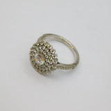 Sterling Silver Sparkling CZ Cluster Statement Dress Ring Modern c2000 Size O