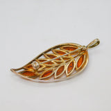 Sterling Silver Baltic Amber Leaf Form Brooch Vintage c1990