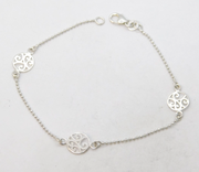 Sterling Silver Tree of Life Beaded Bracelet Vintage c1970s
