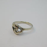 Sterling Silver Intertwined Hearts Dress Ring Vintage c1970 Size O 1/2