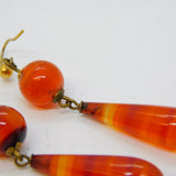 Victorian 12ct Gold Mounted Carnelian Agate Drop Earrings Antique c1850s