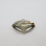 Sterling Silver Black Enamel Art Deco Mourning Brooch Pin Antique c1920